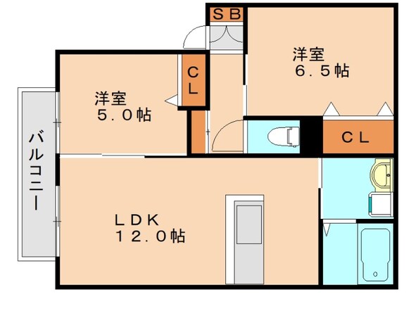 土井駅 徒歩5分 1階の物件間取画像